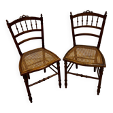2 chaises volantes cannées Louis XVI