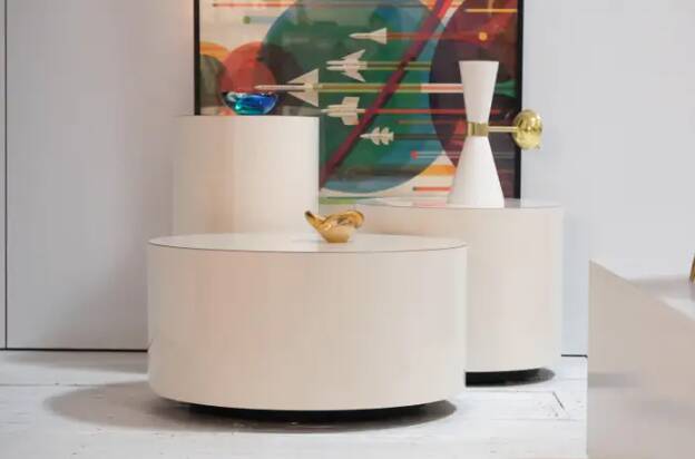 Set of Two Coffee Tables, Moon Shape, High Gloss Laminate, Handmade - Size L