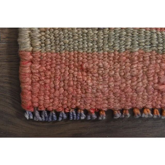 1970s Turkish Oushak Handmade Wool Cotton Pink Runner Rug 94x322