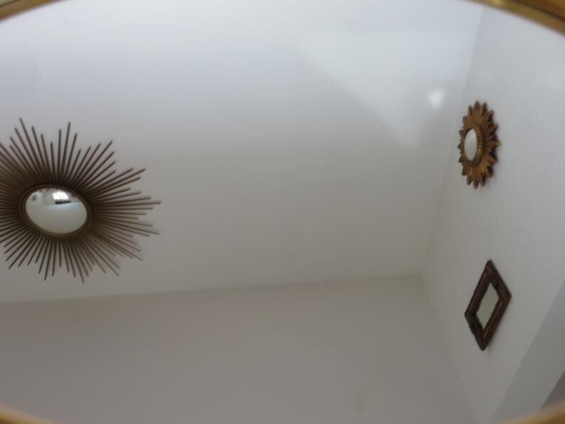 Golden 50-60's aluminium round mirror tray