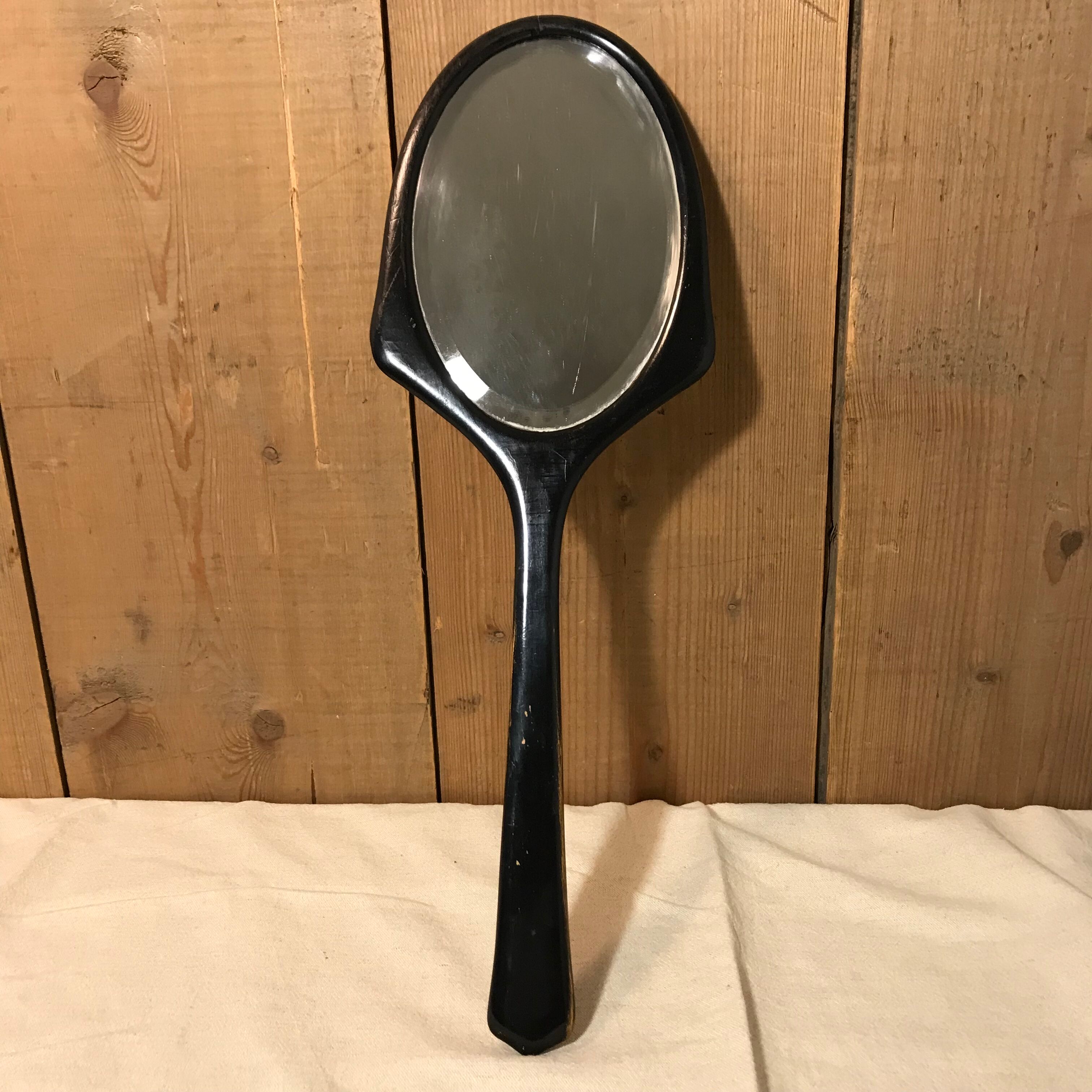 Miroir De Coiffeuse Vintage 1960 - Face à Main Avec Poignée Décorée - Longueur 28.5 Cm