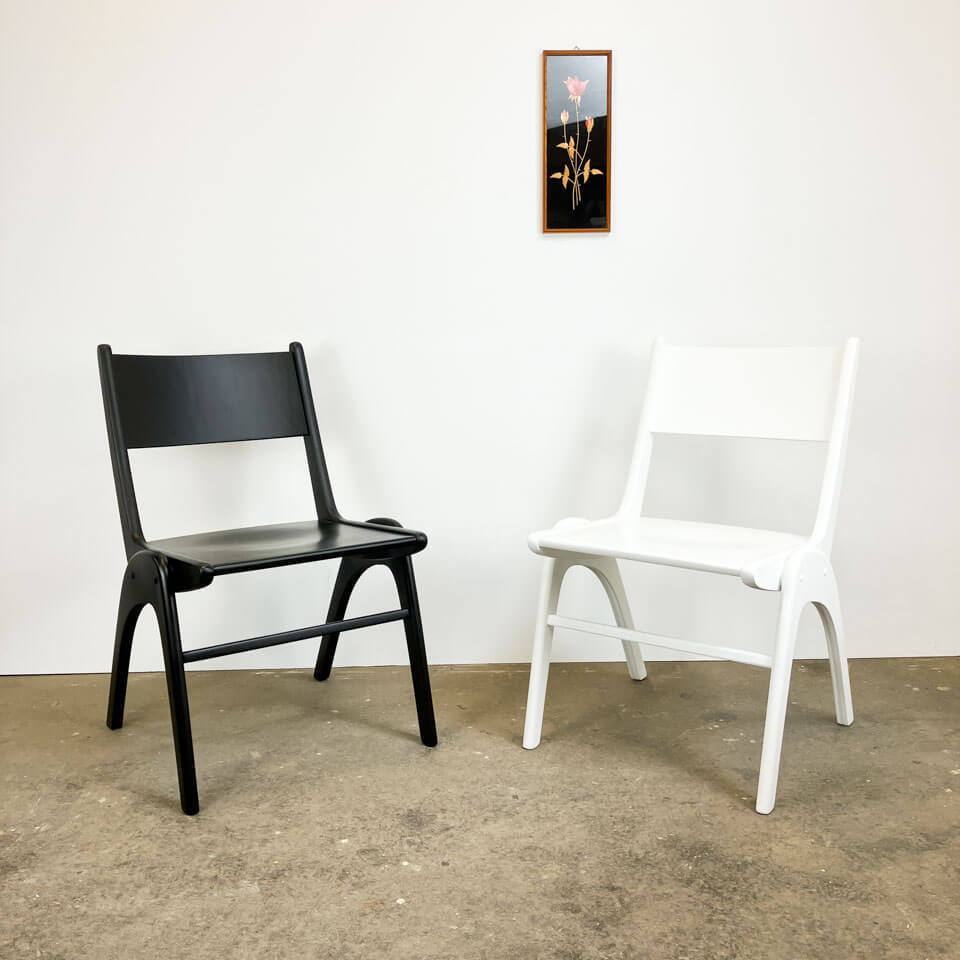 Set of 4 stacking chairs by Casala, beech, 1950s