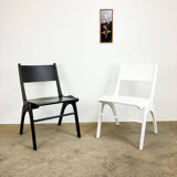 Set of 4 stacking chairs by Casala, beech, 1950s