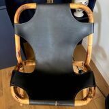 Bamboo and leather sling chair