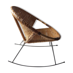 rocking chair rotin tressé