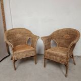 Pair of rattan armchairs