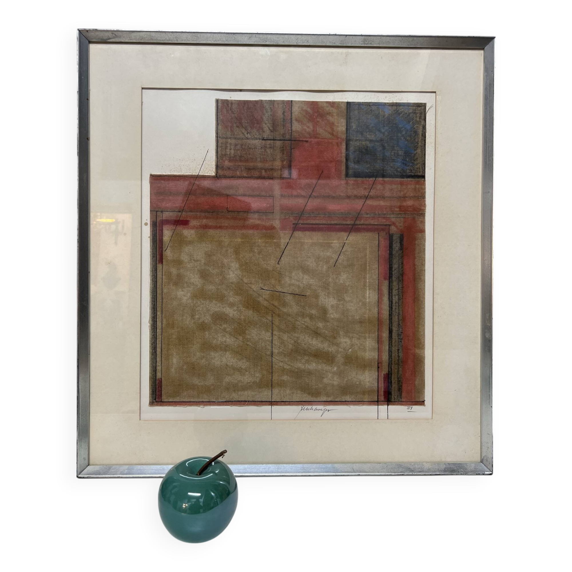 Work by Gérard Dechamps, painting using sewing and chalk techniques