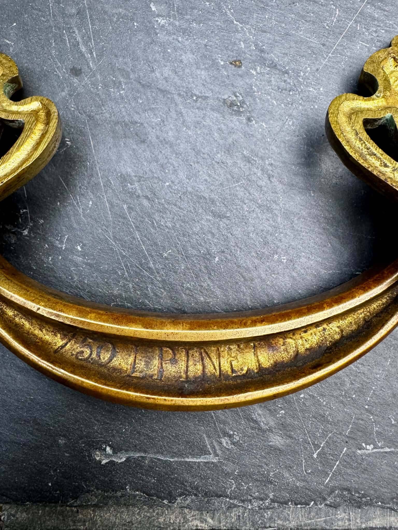 Pair of bronze handles signed L.PINET Art Nouveau