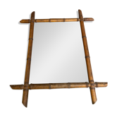 Antique mercury mirror with wooden frame and bamboo style vintage