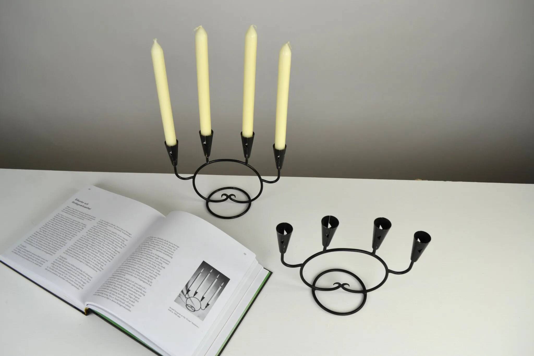 Pair of Candelabras by Nils “Kricke” Wahlström for Ystad-Metall, Sweden, 1950s