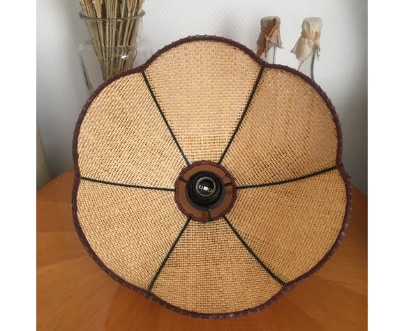 Vintage wicker hanging lamp shaped flower