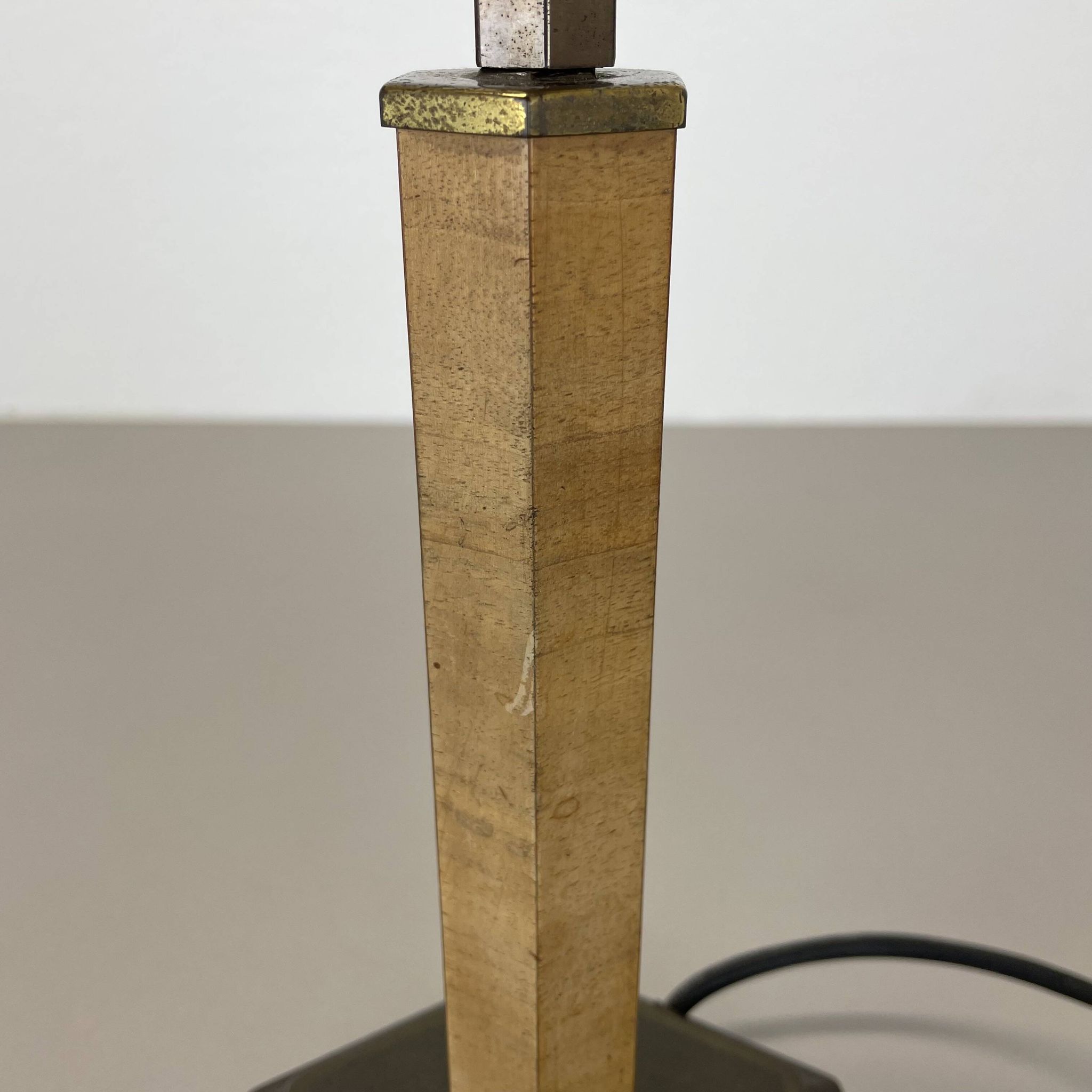lampe de table Art déco unique en laiton et bois, Allemagne années 1930