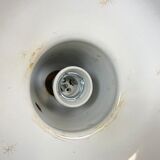 Industrial black enamel factory lamp with cast iron top, 1950s