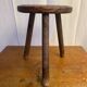 Antique milking stool tripod wood half moon seat vintage
