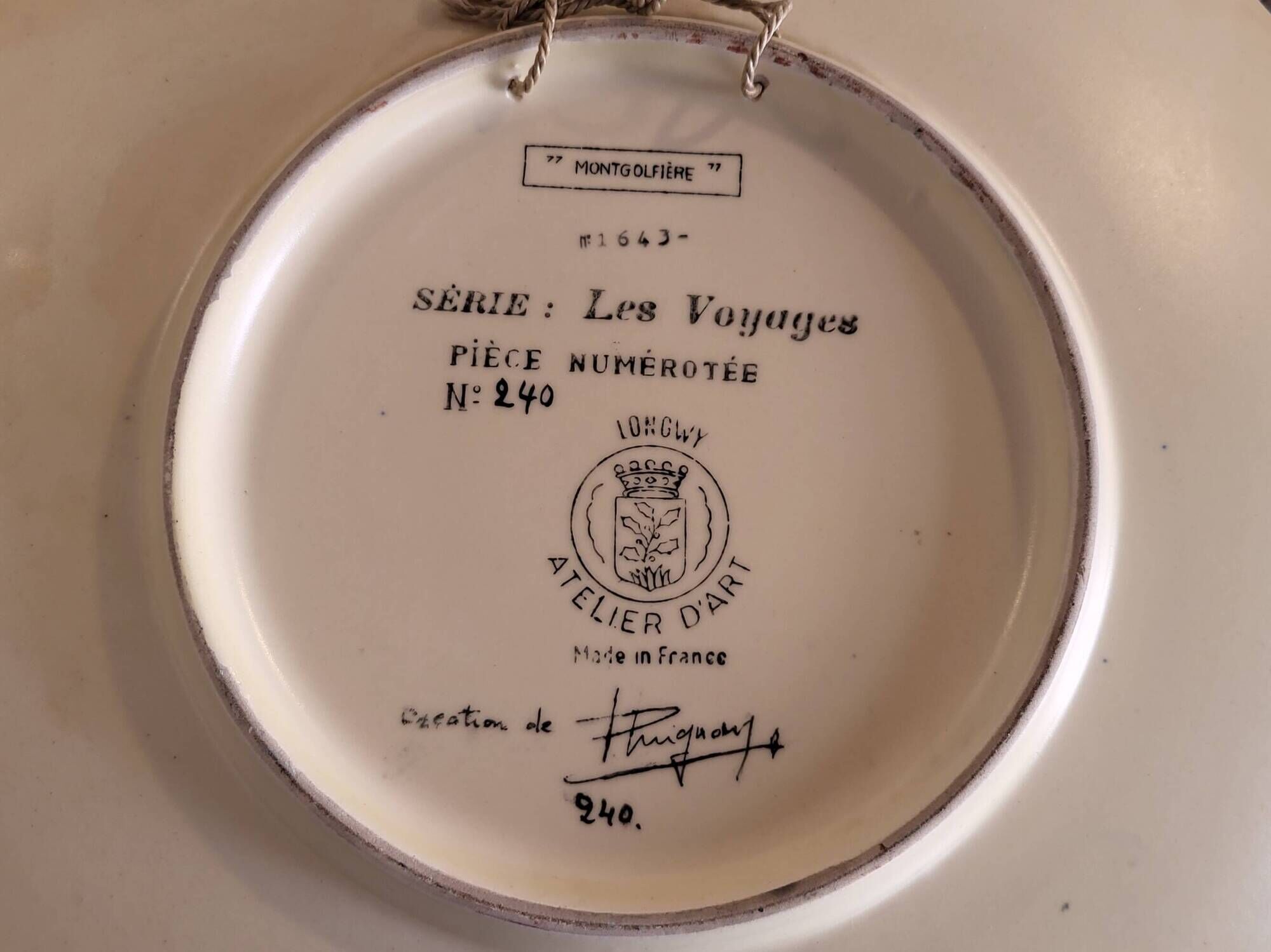 Decorative Plate Series "The Travels" in Limited Edition from Longwy France