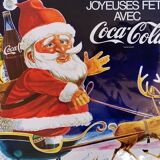 original coca cola poster from 1972 vintage Santa Claus good holidays 120x80 cm