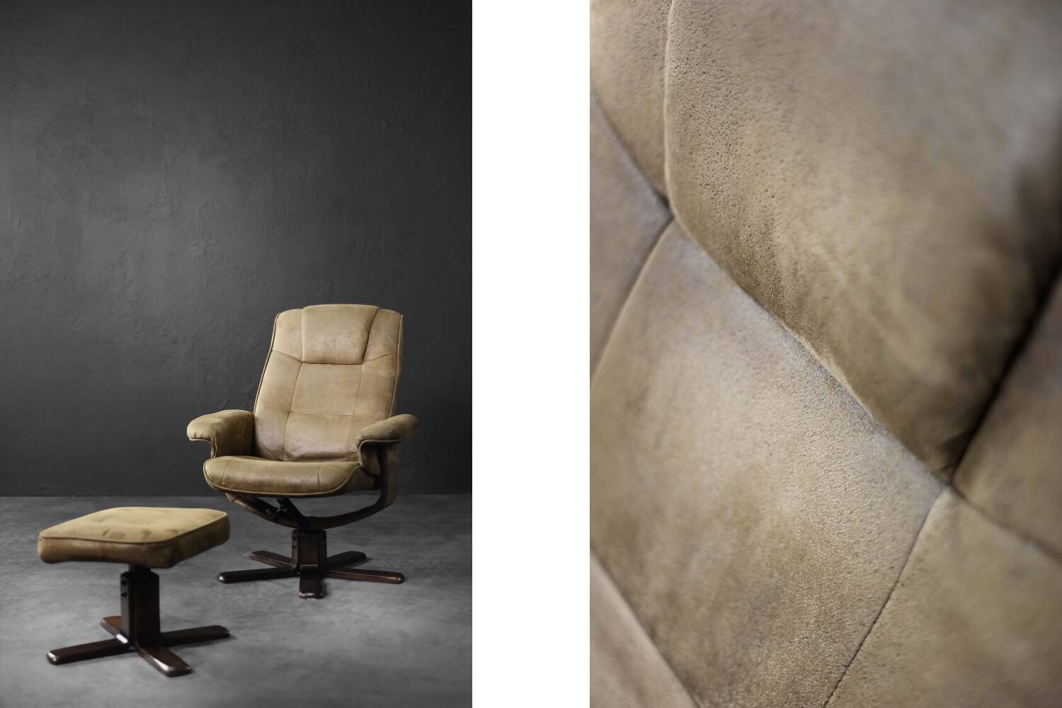 Vintage Mid-Century Danish Modern Brown Swivel Chair & Ottoman, 1960s