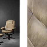 Vintage Mid-Century Danish Modern Brown Swivel Chair & Ottoman, 1960s