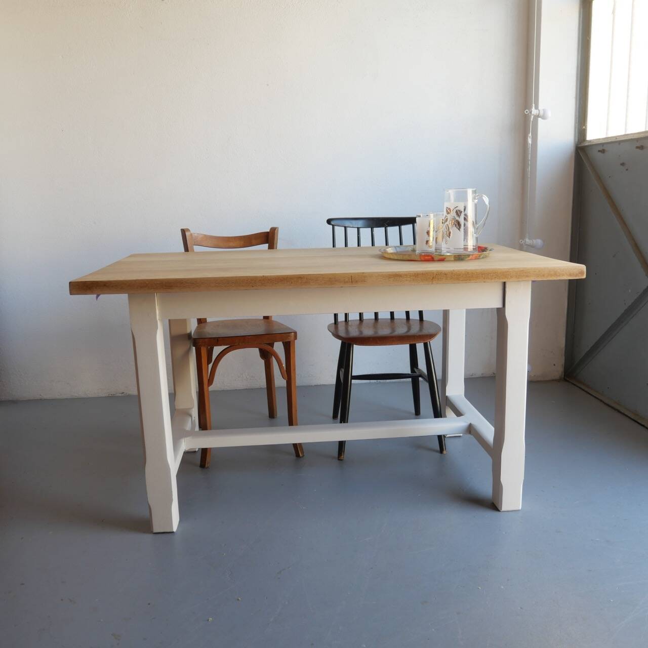 Table de ferme en chêne massif rénovée