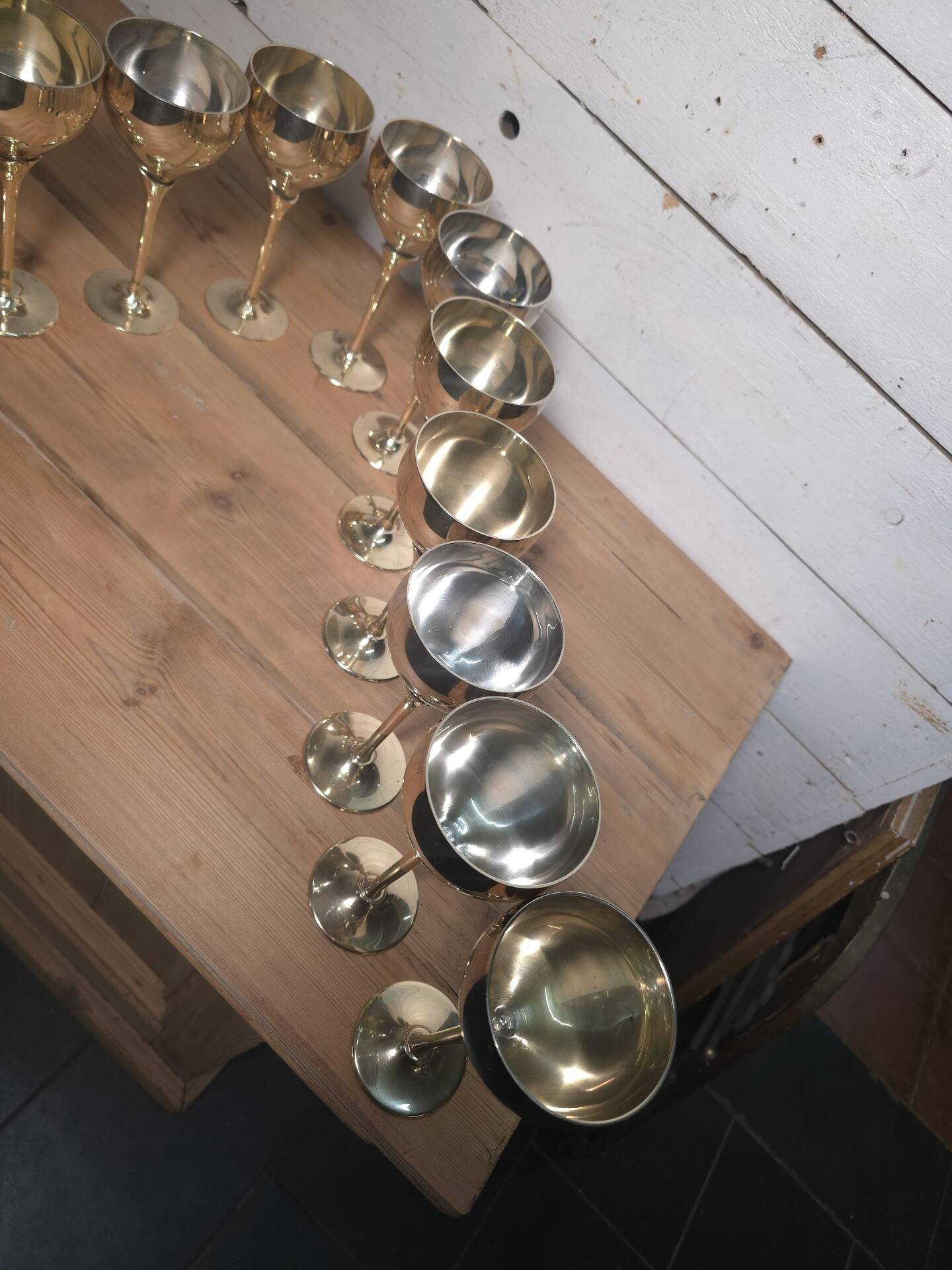 12 verres vintage métal argenté et doré