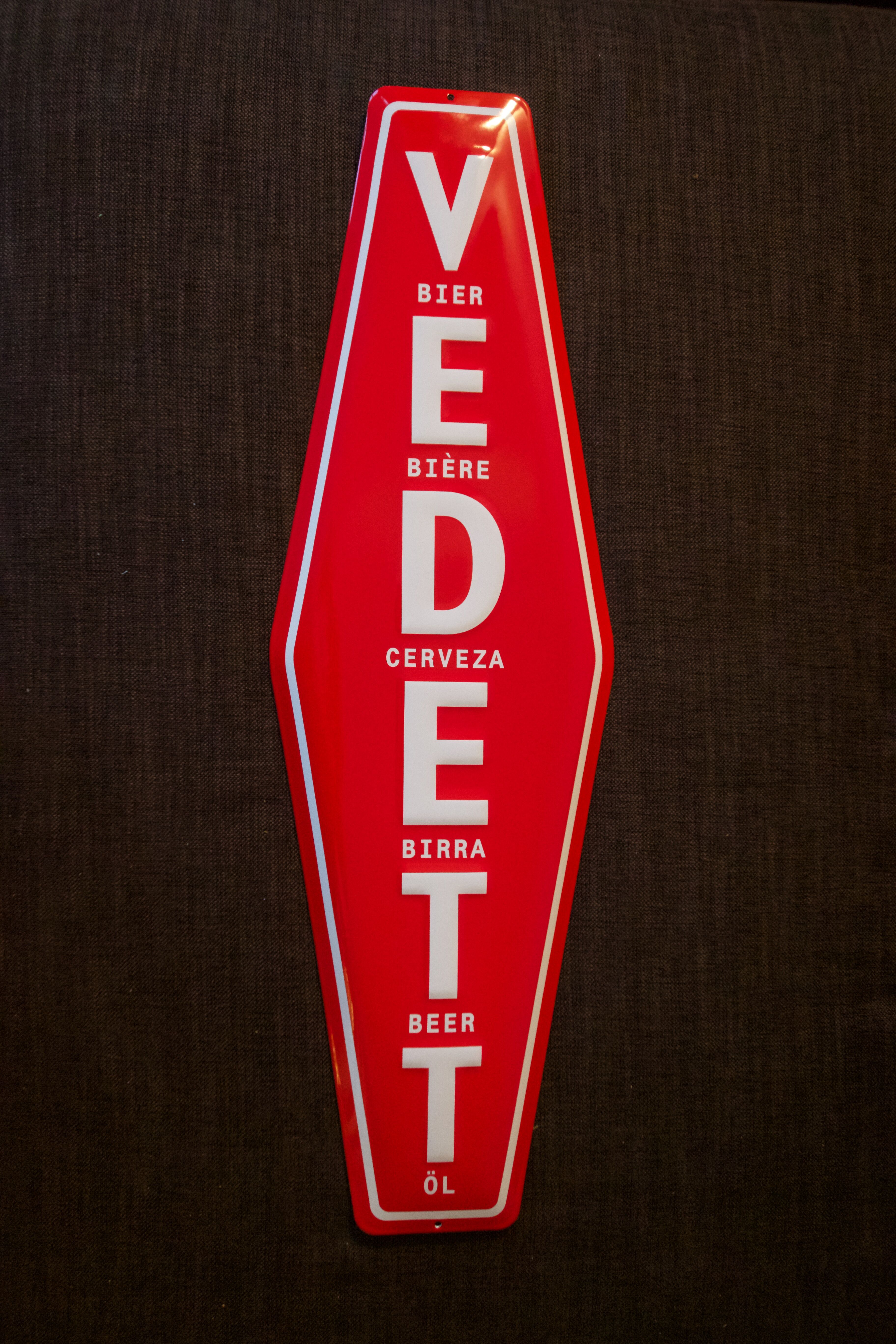 Advertising enamel sheet for the famous Belgian beer brand Vedett