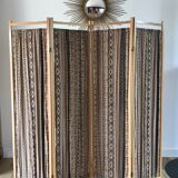 Screen in beech wood and vintage fabrics 1970s