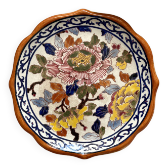 Gien earthenware plate with Peonies decor