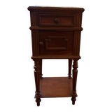 Antique Walnut and Marble Bedside Table