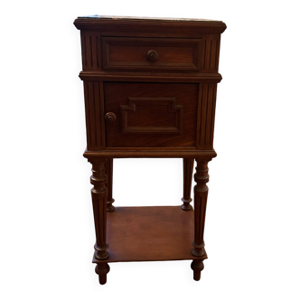 Antique Walnut and Marble Bedside Table