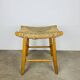 Bull stool straw and wood, Swiss design, 1950s