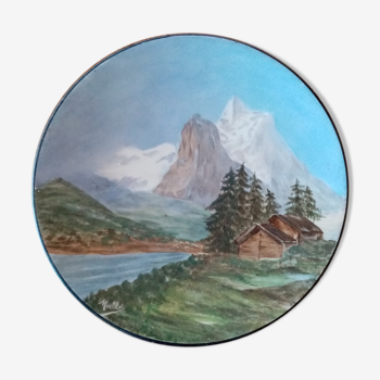 Decorative mountain plate signed