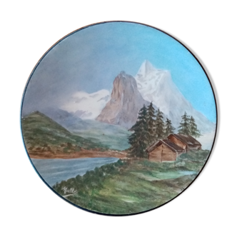 Decorative mountain plate signed