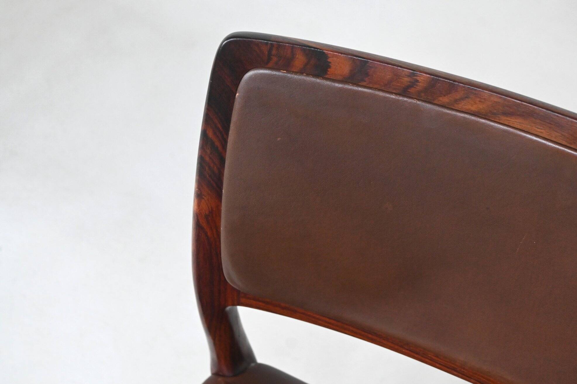 Niels Otto Moller model 80 dining chairs in rosewood Denmark 1960