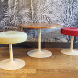 Coffee table and two tulip foot stools