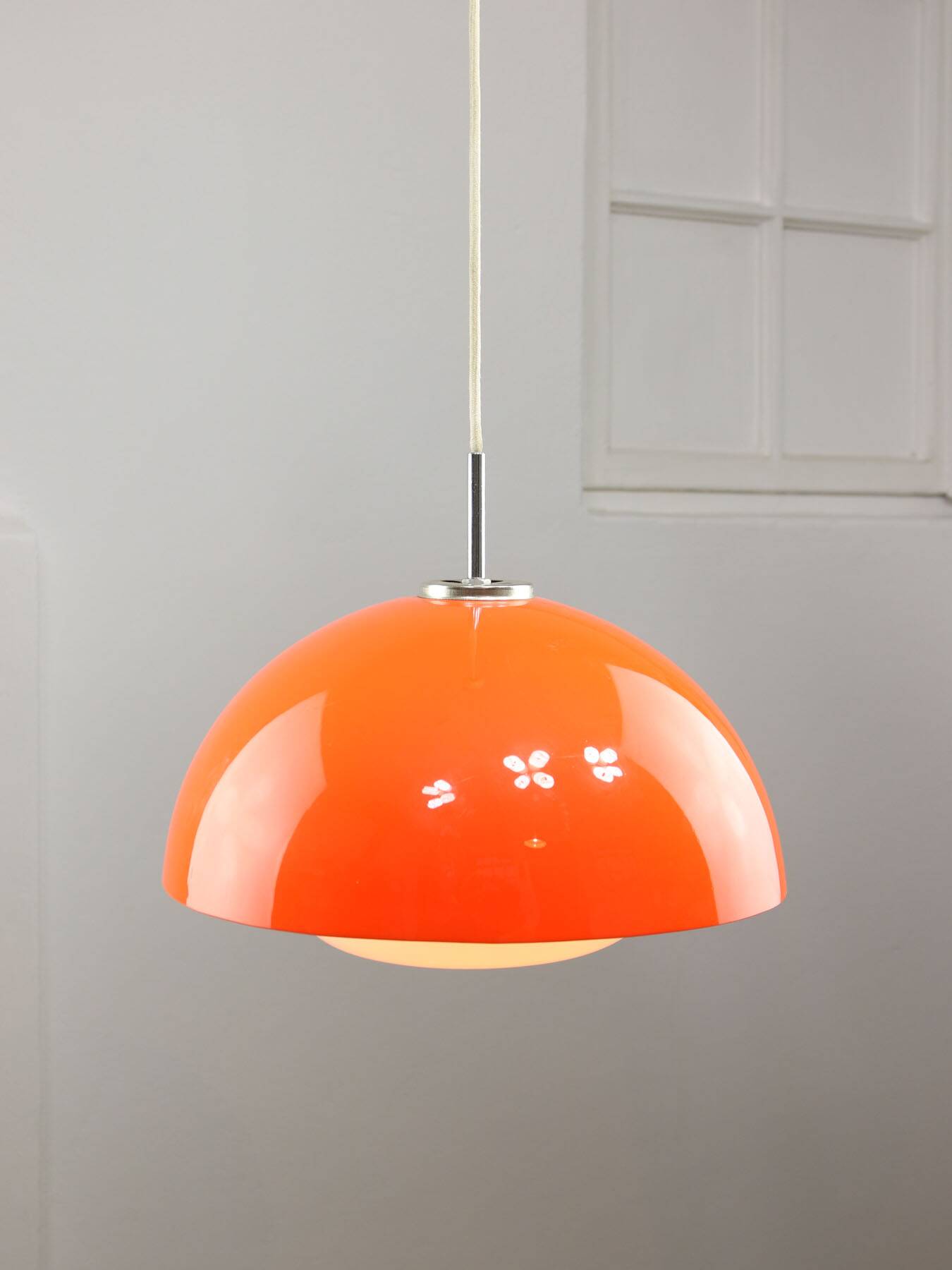 Space Age Italian Orange Acrylic Glass Pendant Lamp, 1970s