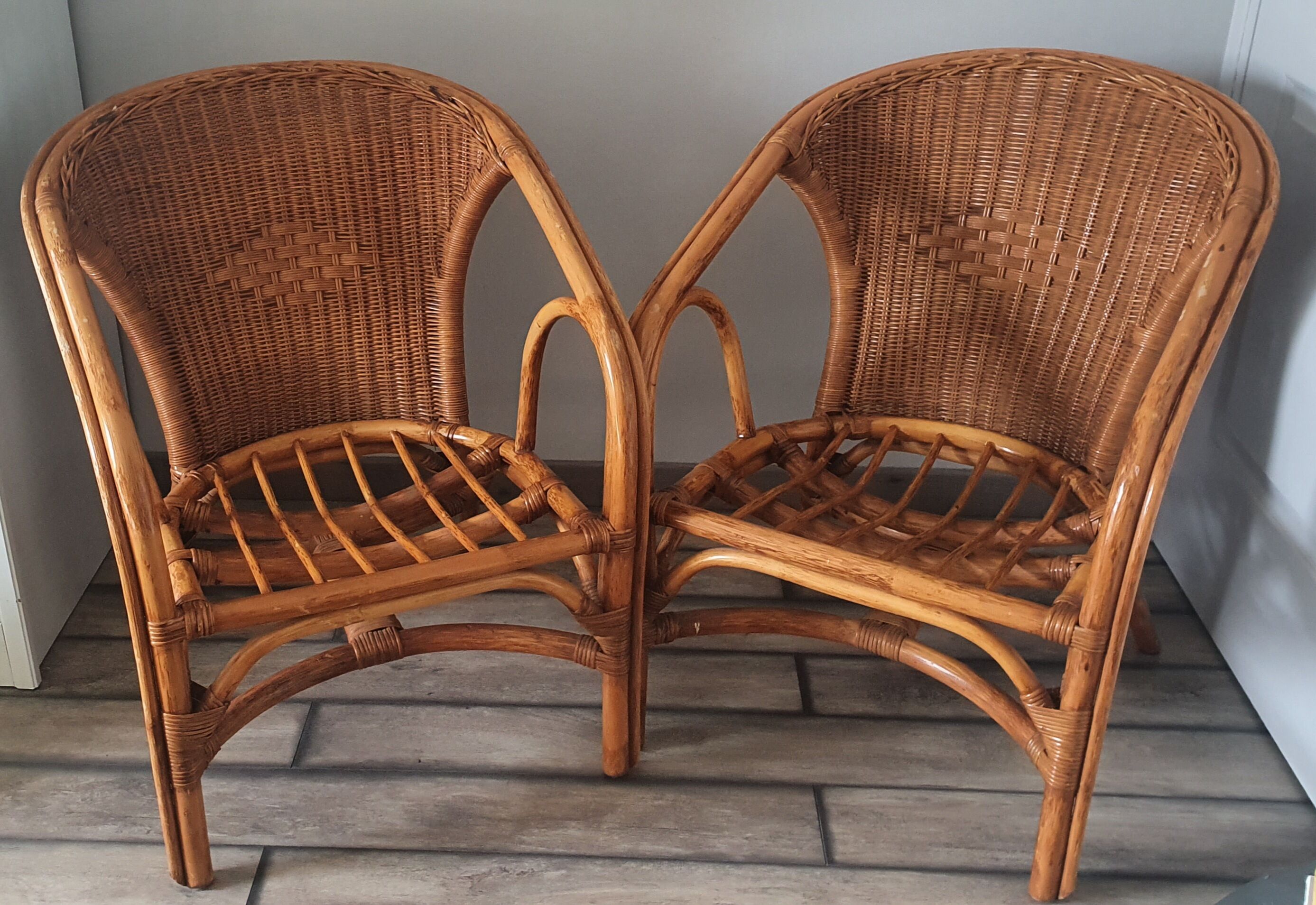 Rattan armchairs