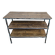 Old workshop console in teak and wrought iron