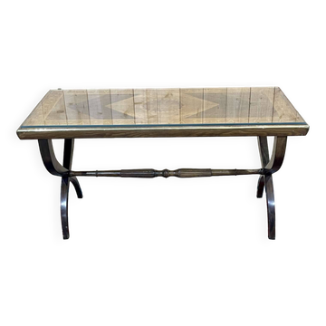Table basse anglaise en marqueterie, années 50