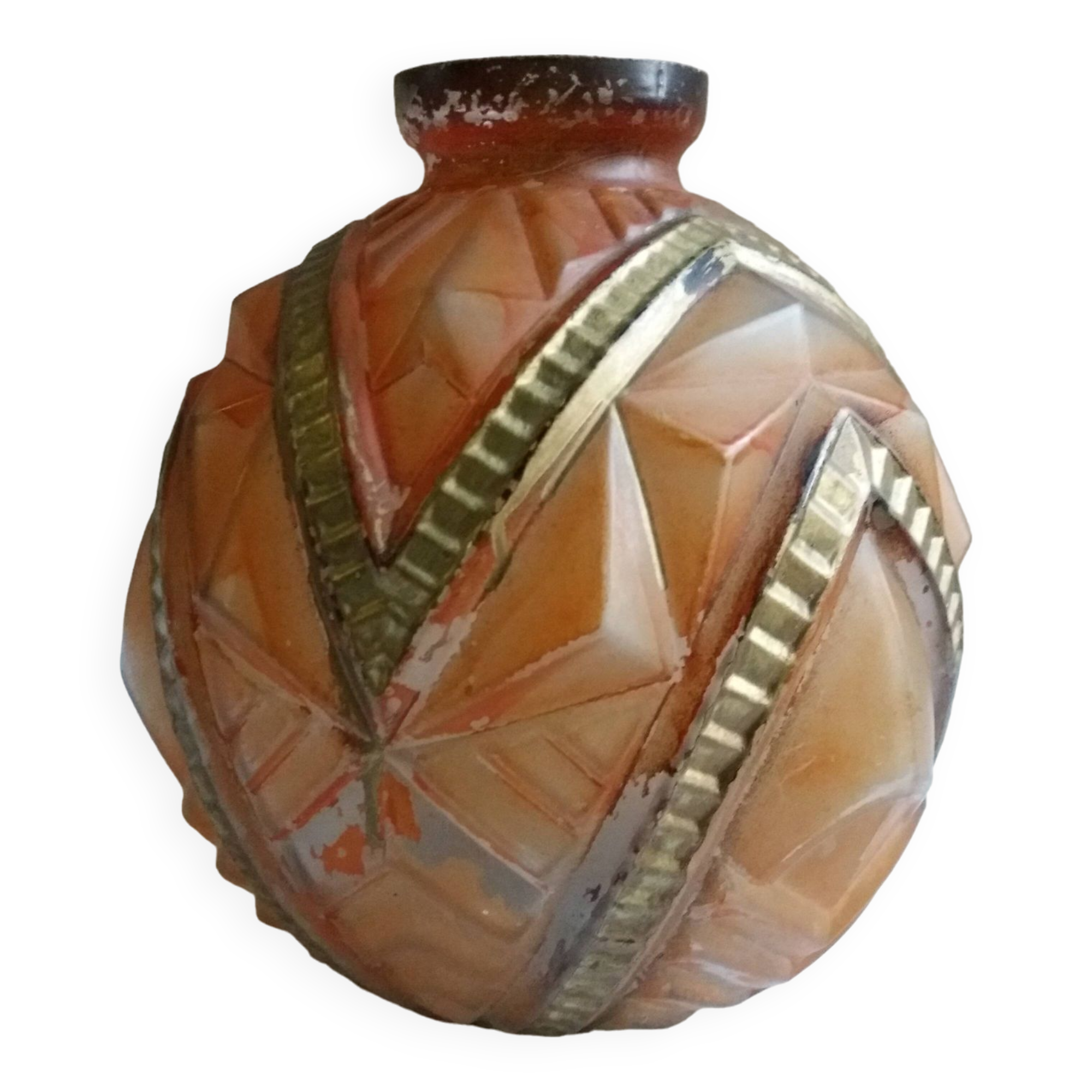 Art-deco ball vase "diamond points"