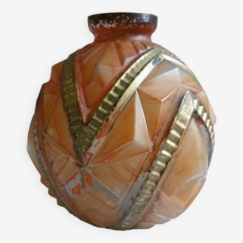 Vase boule art-deco "pointes de diamant"