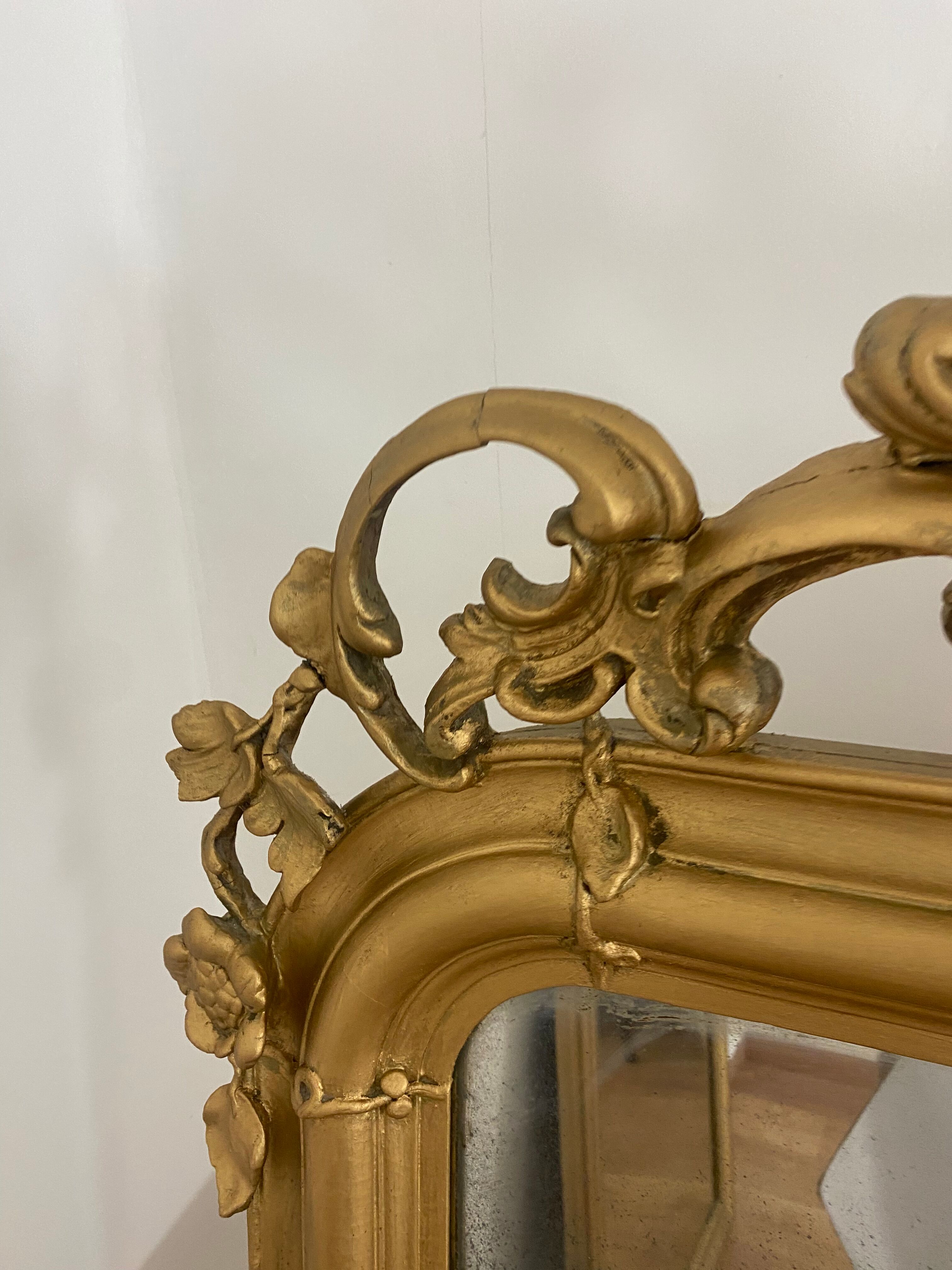 Old mirror with pediment 162x82cm