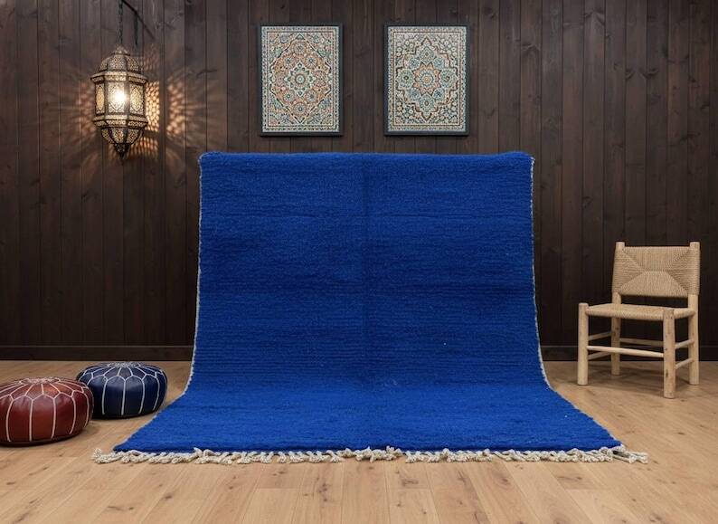 Handmade blue wool Berber rug 200cmx300cm