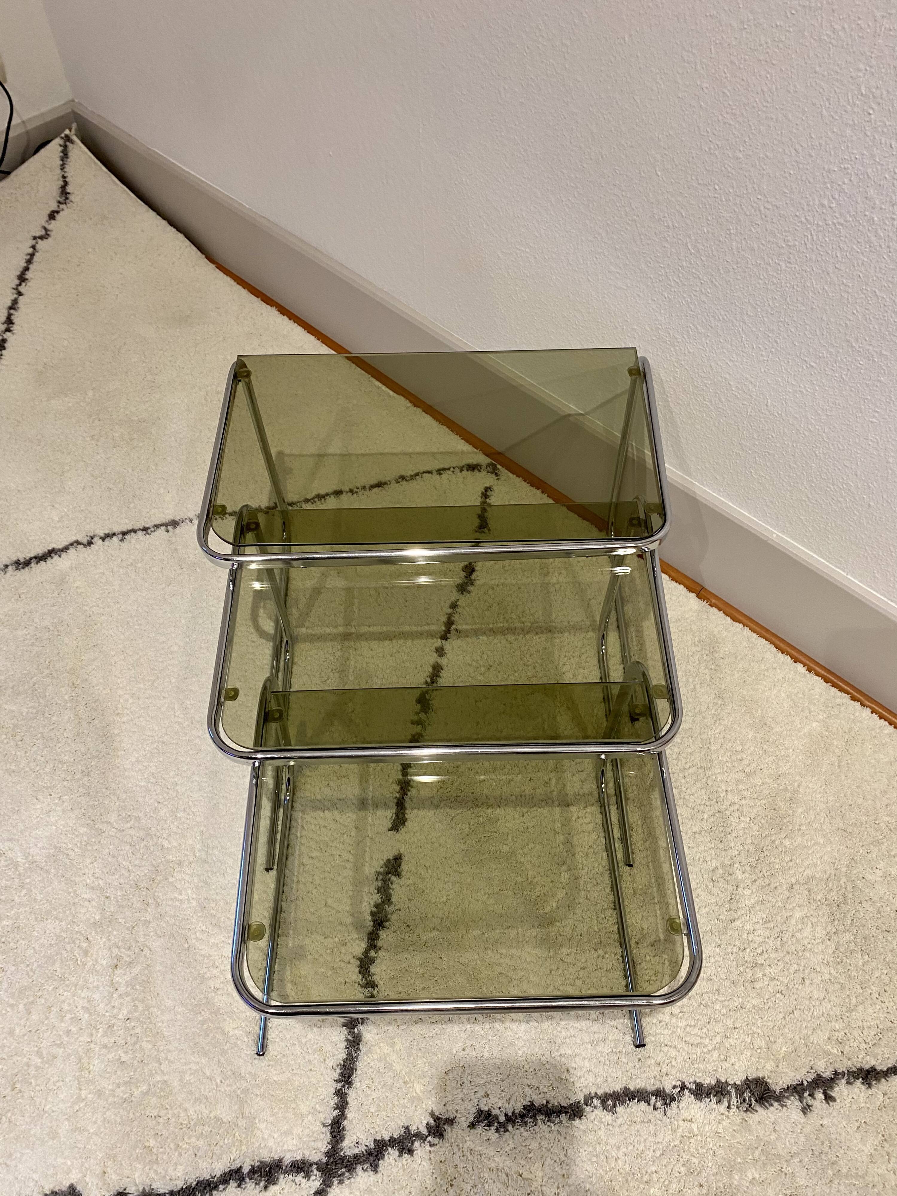 Chrome trundle tables