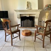 Pair of bridge armchairs in solid cherry wood