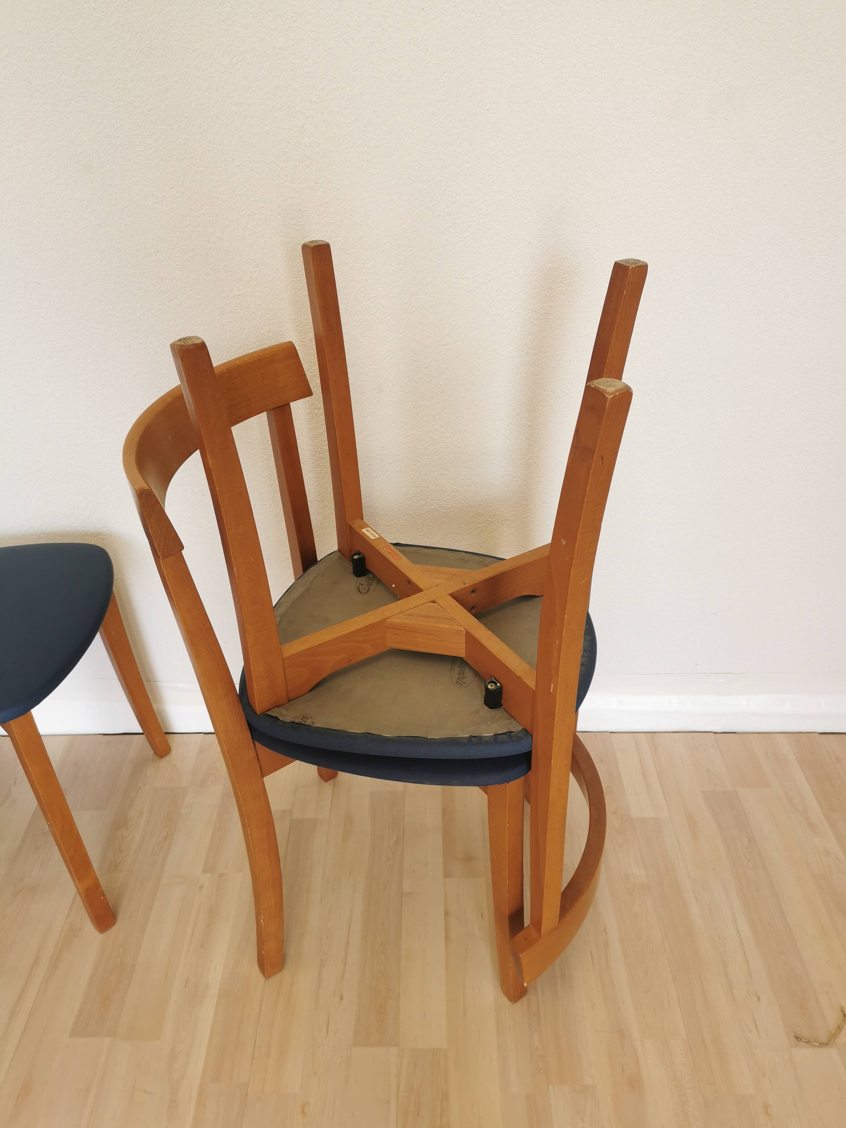 Set of 7 Vintage Calligaris Dining Chair: 1990s Italian Wooden Artek Style