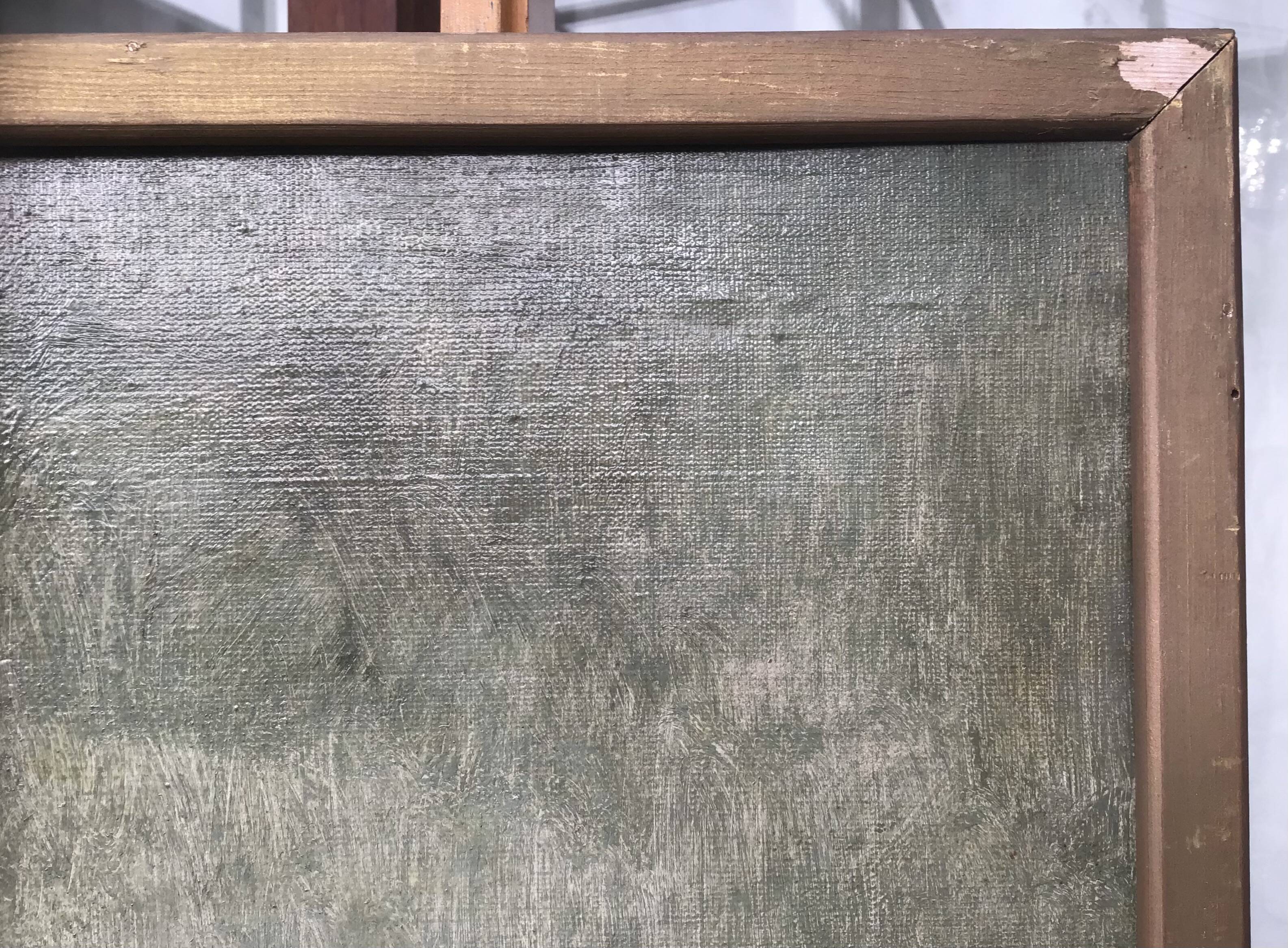 Oil on canvas - “The deck of the trawler returning from fishing” by Lucien Staquet (1911-1989)