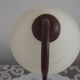 Vintage French Brown Metal Goose Neck Lamp With Textured Glass Shade