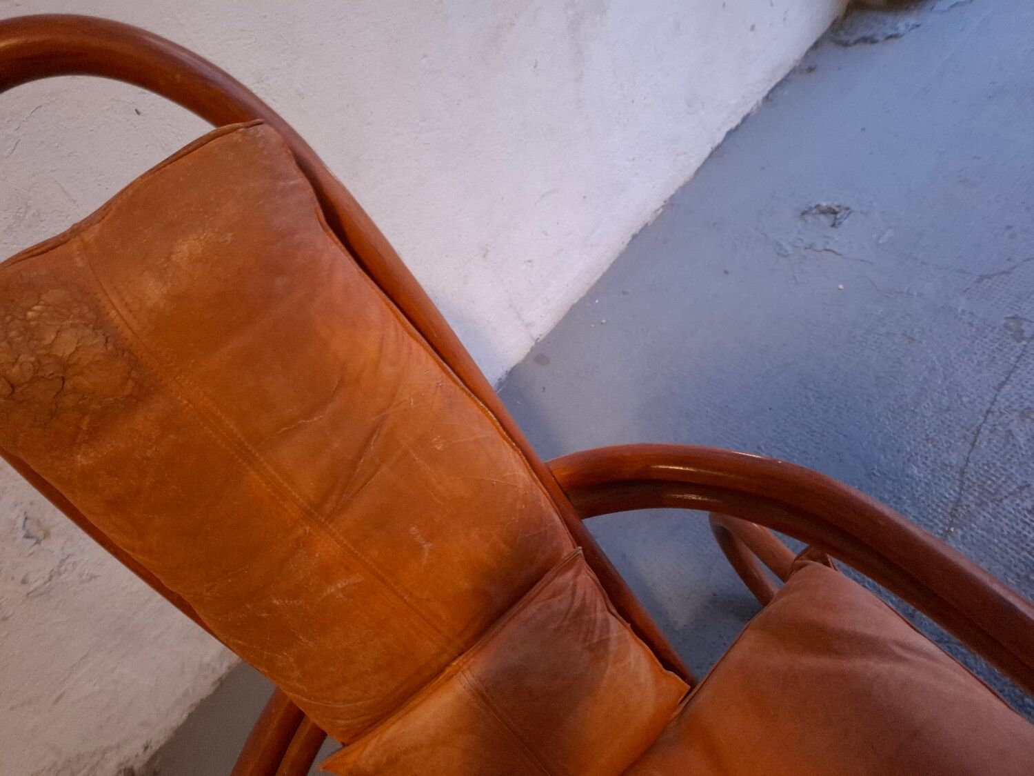 Set de fauteuils en bambou et cuir années 60'S