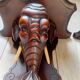 Rare pair of wall-mounted consoles Elephant carved wood J. Derolland