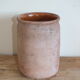 Ancien pot à graisse ou à miel en terre vernissée ocre